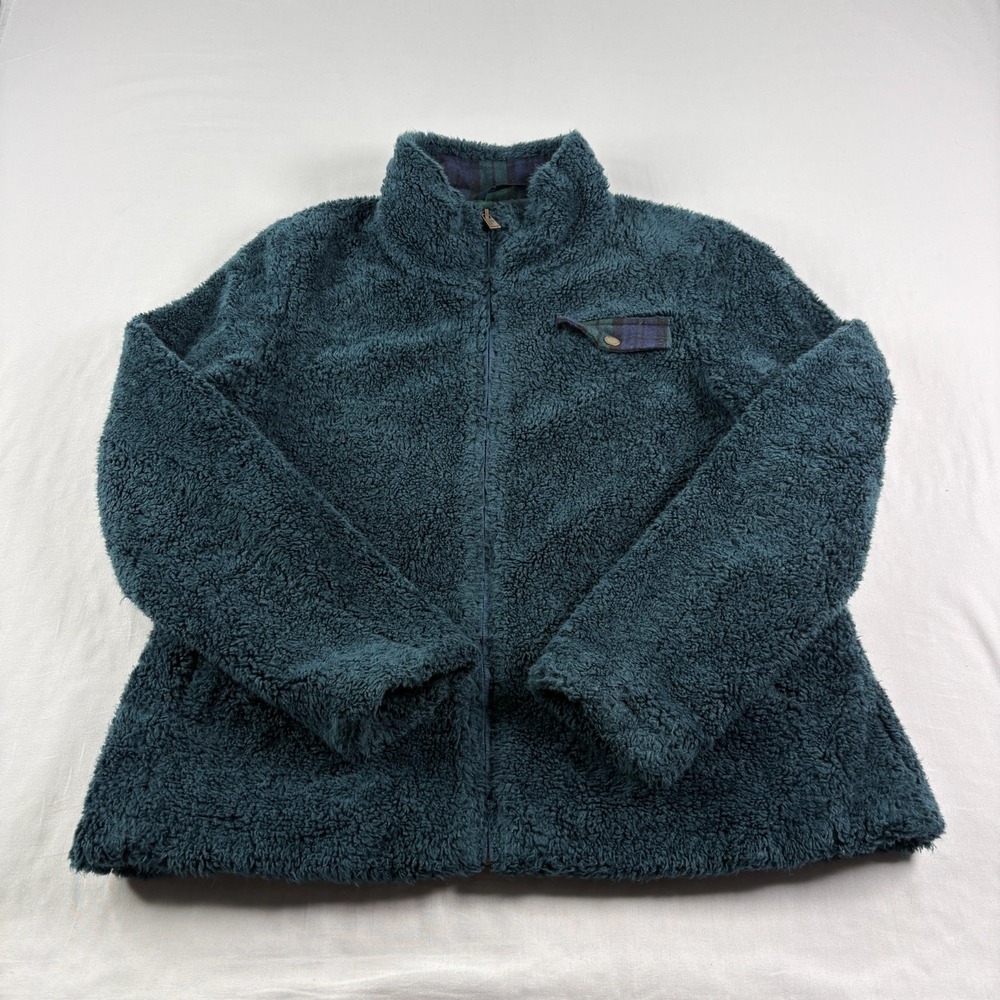 Pendleton Jacket Womens Large Blue Green Sherpa Full Zip Fleece Coat Casual